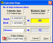 Click for Date calculator screen shot