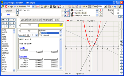 Click for Graphing calculator screen shot