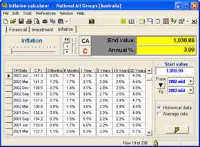 Click for Inflation calculator screen shot